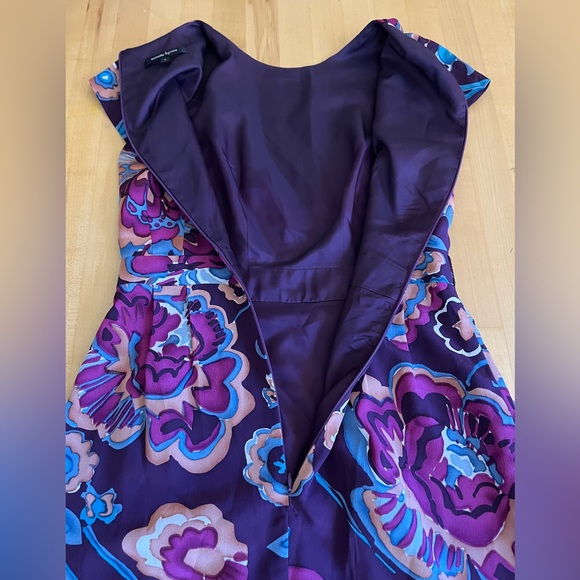 Nanette Lepore Plum Floral Silk Dress Size 0 - Picture 10 of 12